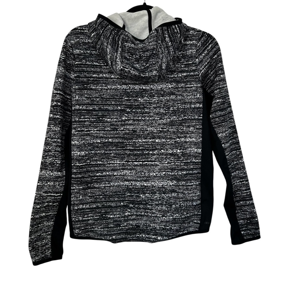 NIKE Women’s Full Zip Hoodie THERMA FIT Black/Gray/White Brushed Fleece Thumb M - Picture 2 of 15